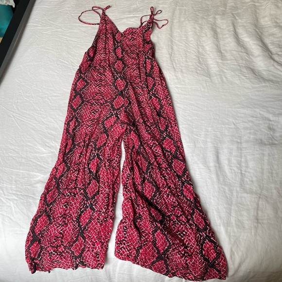Free People Red Snake Print Sleeveless Jumpsuit - Picture 2 of 3